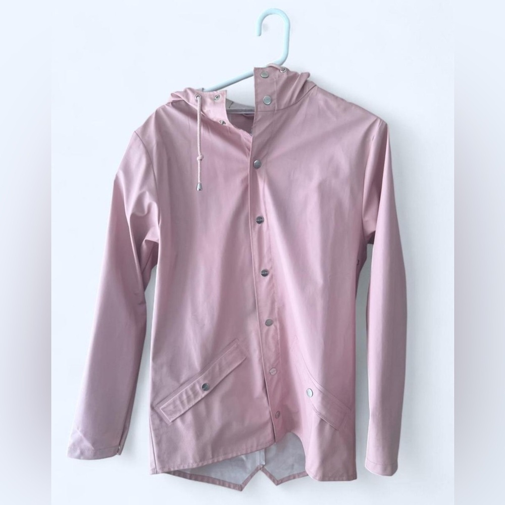 Rains Womens Matte Pink Waterproof Raincoat XXS-XS Preppy Outdoor Relaxed Fit - Picture 3 of 15